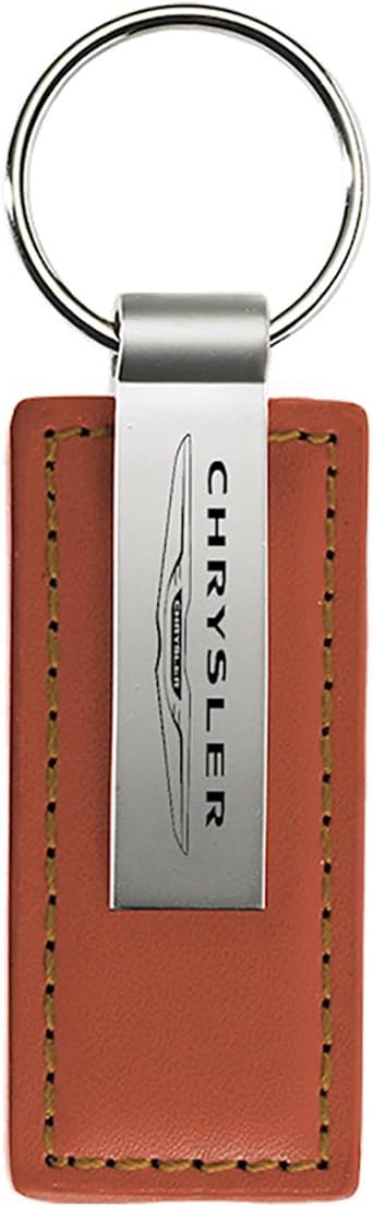 AU-TOMOTIVE GOLD Leather Keychain for Chrysler Brown