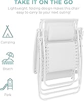 Vista 7 de Best Choice Products Silla reclinable plegable de gravedad cero para exteriores con toldo ajustable, reposacabezas, bandeja lateral para accesorios