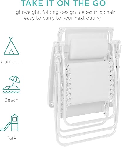 Miniatura 7 de Best Choice Products Silla reclinable plegable de gravedad cero para exteriores con toldo ajustable, reposacabezas, bandeja lateral para accesorios,