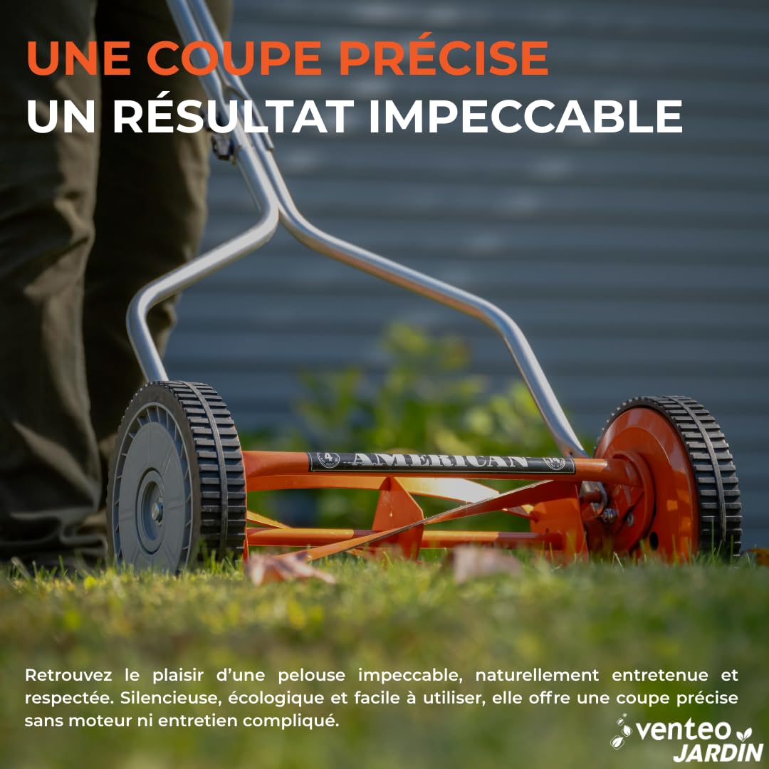 Tondeuse Manuelle Hélicoïdale Gazon 4 Lames 35 cm Hauteur Réglable VENTEO