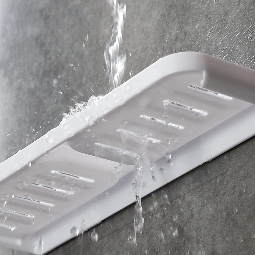 Jabonera Autodrenante Hogar sin punch-Free Drenado de la pared Estructura de jabón de lavabo interior Baño de cocina Aseo de la cocina Plástico de doble capa plato Jabonera Jabonera Guardar