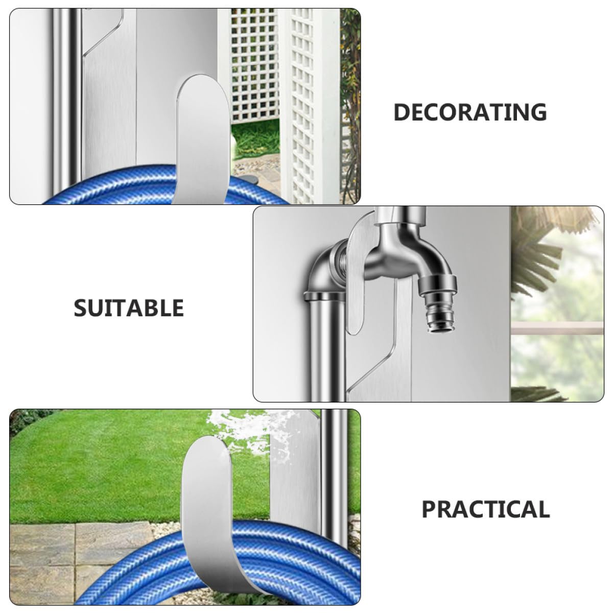 BESTonZON Schlauchhalter Wandmontage Robuster Gartenschlauch Aufhänger Langlebiger Wasserrohr Haken für Garten Wasserlagerung Korrosionsbeständig und Platzsparend