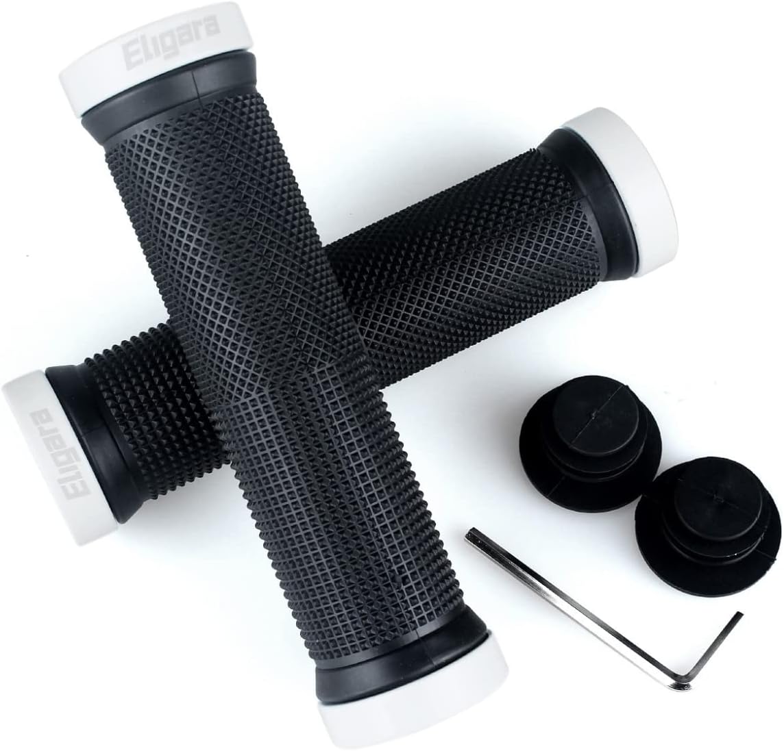 Eligara Bike Handlebar Grips, Non-Slip-Rubber Bicycle Handle Grip Aluminum Lock, Bike Grip Scooter Cruiser Tricycle Wheel Chair Mountain Road Urban Foldable Bike MTB BMX (White)