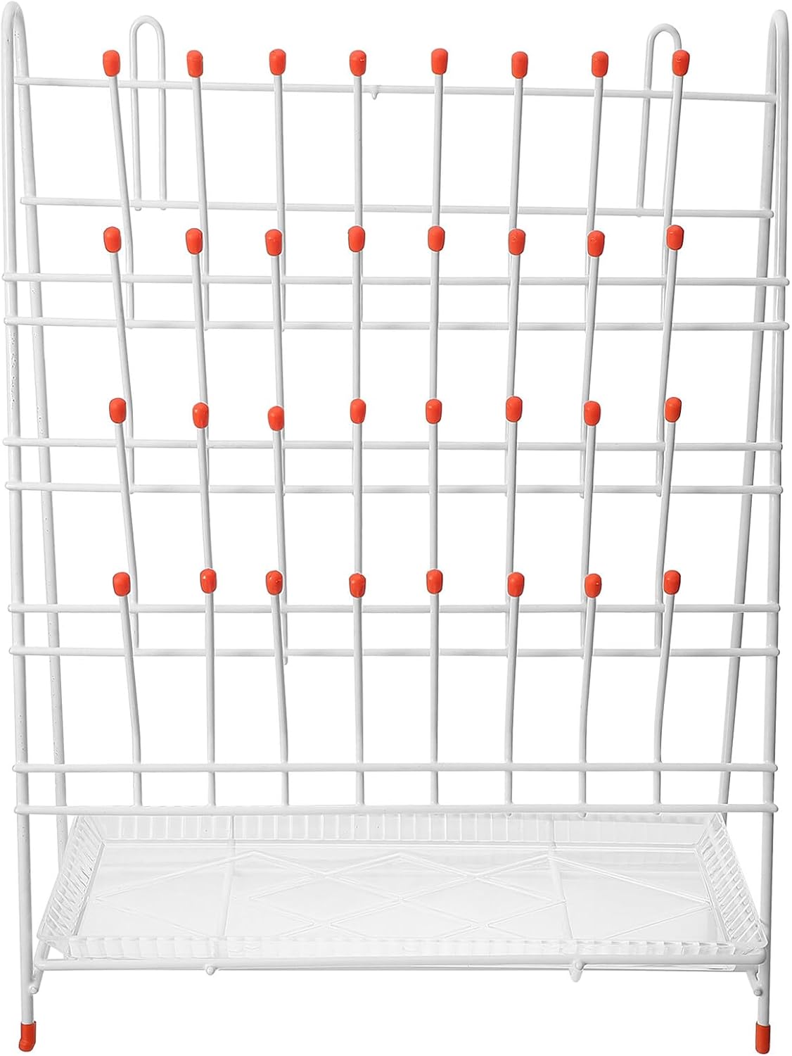 Lab Tube Drying Rack with 32 Slots, Plastic-Coated Laboratory Glassware Drip Rack, Large Test Tube and Bottle Holder for Efficient Lab Bottle Drainage and Storage