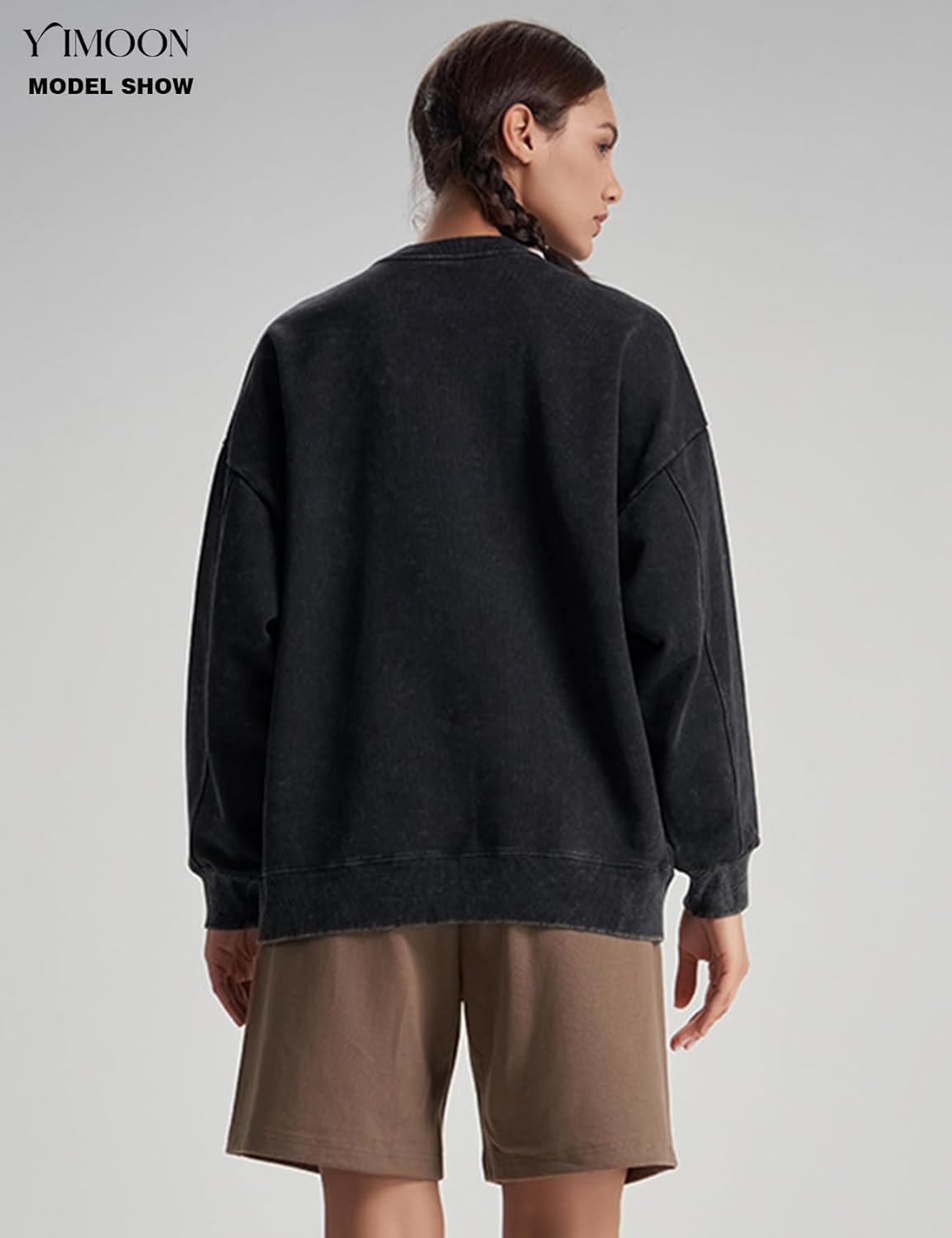 Yimoon Women's Oversized Acid Wash Sweatshirt Vintage Crewneck Sweatshirts Baggy Y2k Teen Clothes Outfits - Image 4