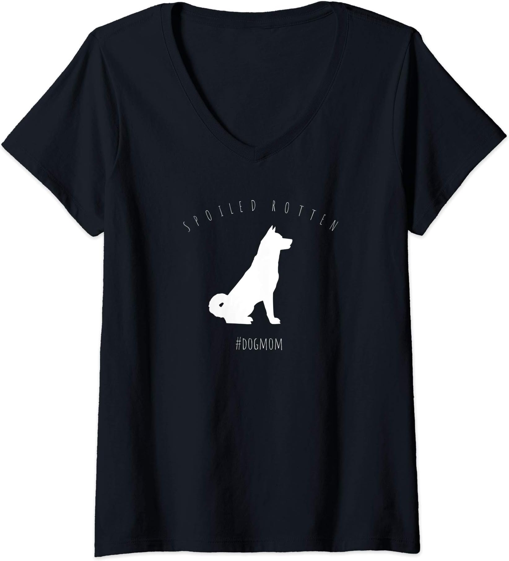 DogMomTeesWomens Spoiled Rotten Akita Dog Mom V-Neck T-Shirt