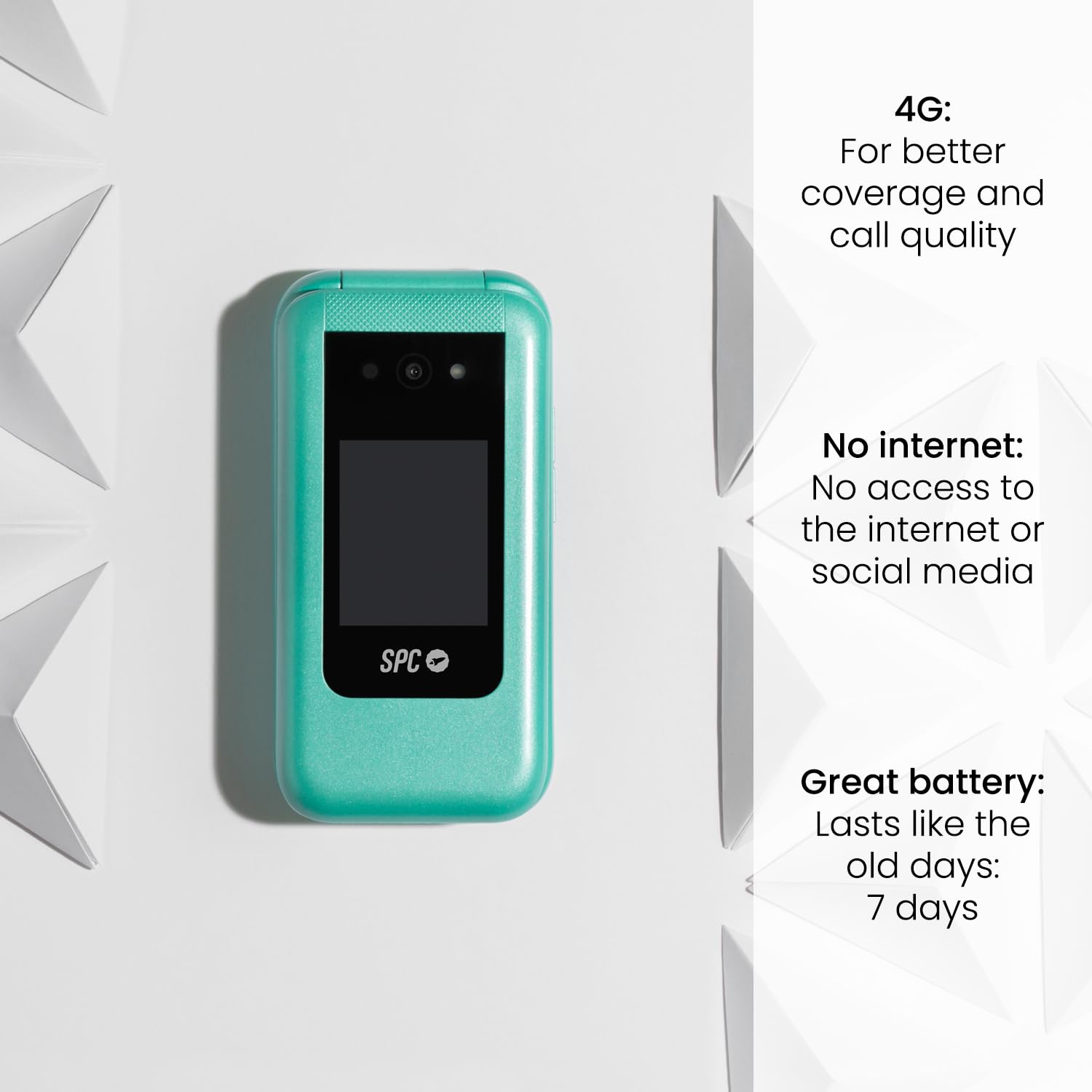 SPC Wild – Basic 4G Mobile do cyfrowego odłączania i pierwszego bezpiecznego połączenia dla nastolatków, aparat, podwójny ekran, przycisk SOS i bateria 7-dniowa | turkusowy