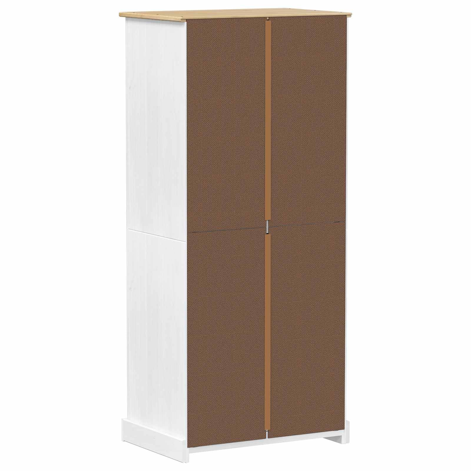 Armadio bianco in legno di pino massiccio 76 x 50 x 170 cm con cassetto, scaffale, 2 ante, spazio per camera da letto, corridoio e cameretta dei bambini, robusto e salvaspazio