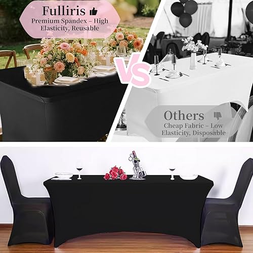 Miniatura 5 de Mantel de elastano de 6 pies (72 x 30 pulgadas), elástico, sin arrugas y reutilizable, para decoración de bodas, fiestas, banquetes, festividades y
