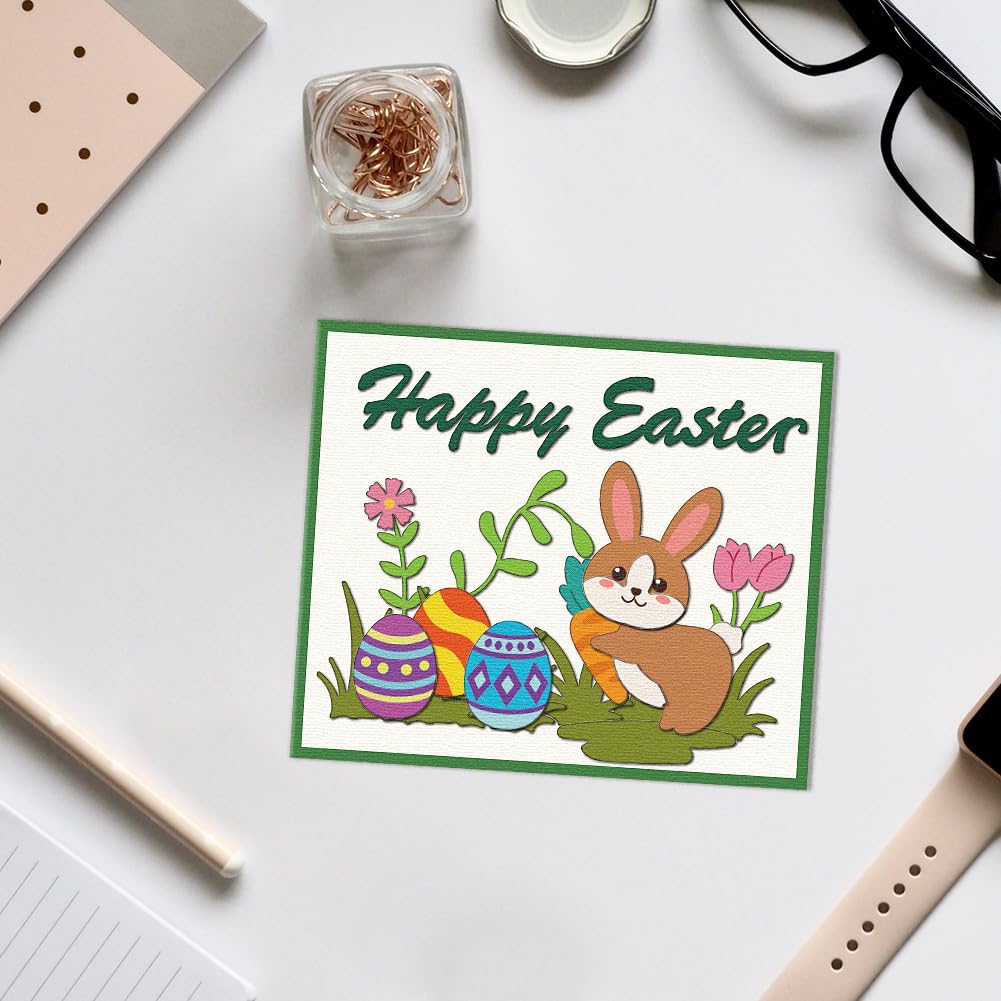 DELORIGIN Easter Elements Dies Cuts Easter Words Rabbit Carbon Steel Cutting Dies Card Making Stencils Template for DIY Embossing Scrapbooking Craft Paper Greeting Card Gift Album Paper Easter Decor - Image 3