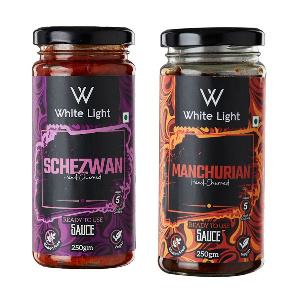 White Light Food Schezwan Sauce and Manchurian Sauce l Vegan and Natural Ingredients l Ready to Eat Healthy Food (Combo Pack of 2, 250g Each) (B0C17954BF) Amazon Price History, Amazon Price Tracker