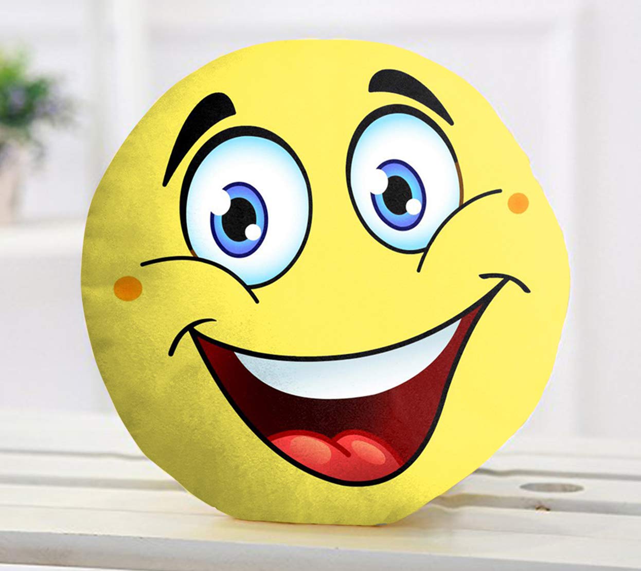 MUKESH HANDICRAFTS Round Shape Velvet Fabric Printed Soft Toy/Smiley/Emoji/Plush/Filled/Emoticons/Icons/Cool Cushions/Pillow, 11x11-inches (Multicolour) (B07SK82YRS) Amazon Price History, Amazon Price Tracker