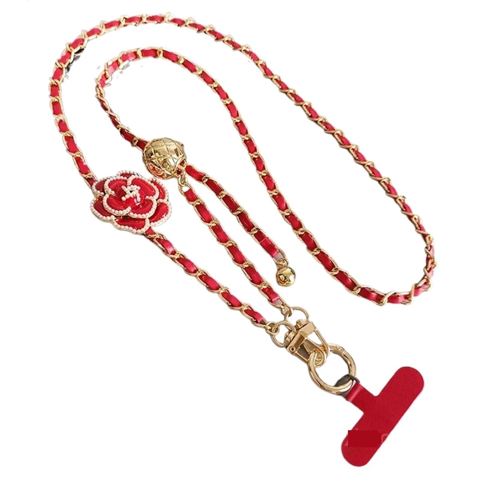 2pcs Mobile Phone Lanyard Crossbody Round Ball Telescopic Buckle Metal Chain para TeléFonos MóViles(Red)