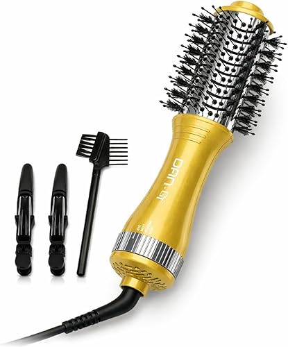 DAN Technology Cepillo secador de pelo de doble voltaje, cepillo de aire caliente, cepillo secador de pelo de 2 pulgadas, barril ovalado iónico para
