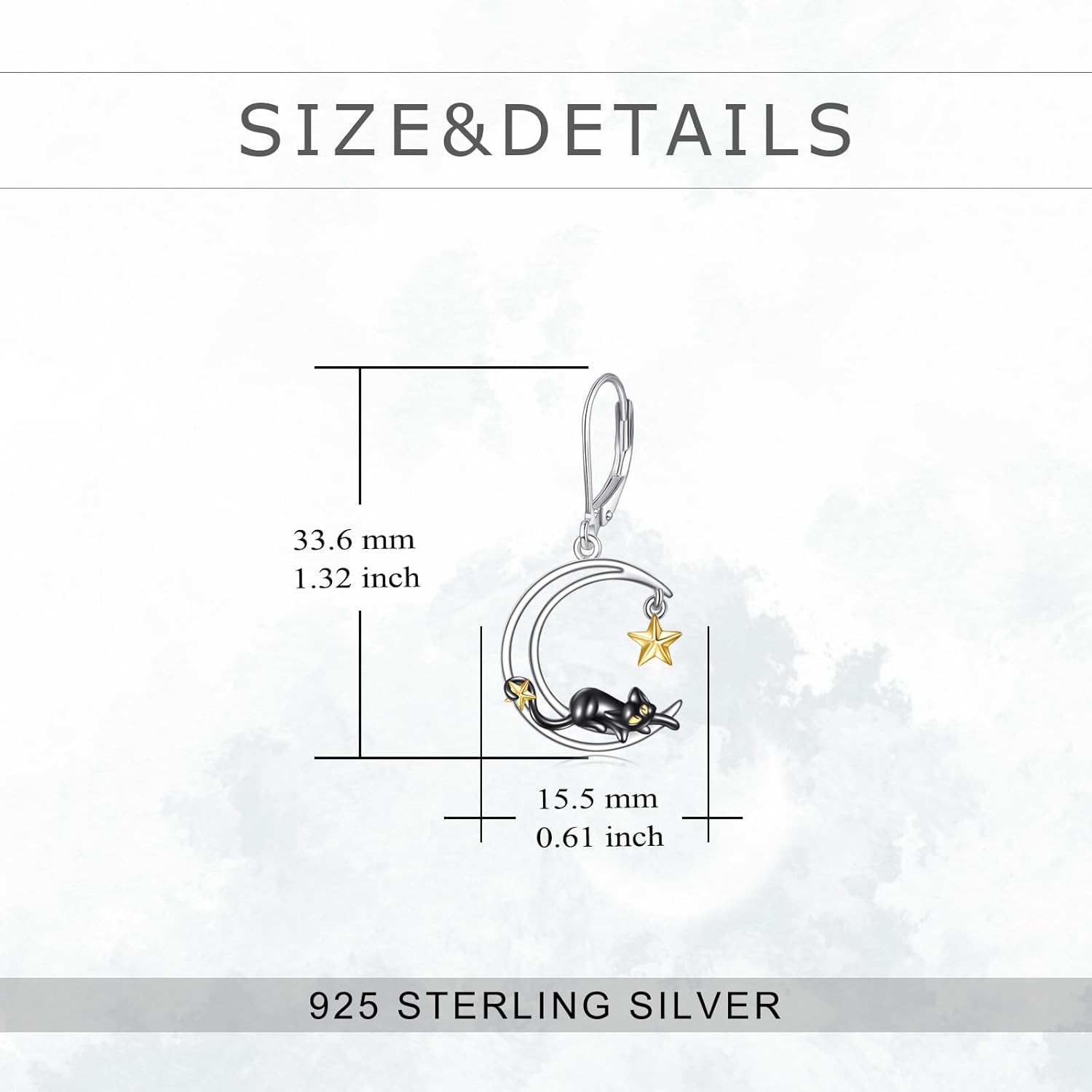 Black Cat Drop Dangle Earrings 925 Sterling Silver Lever Back Cat Jewelry for Girls Women Christmas Gifts - Image 4