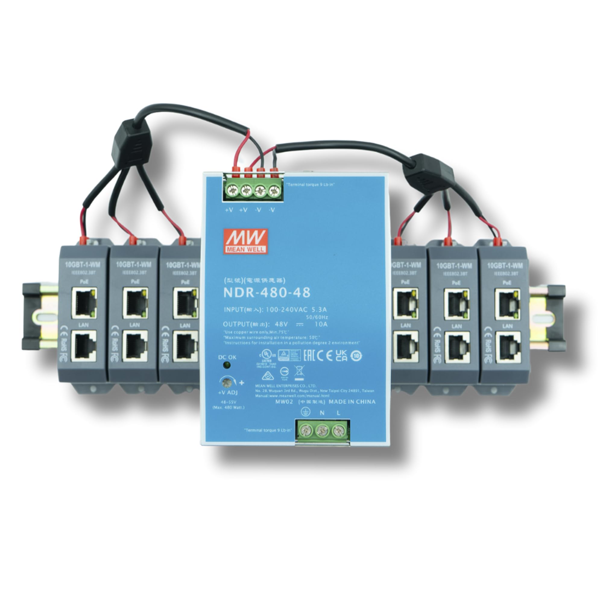 PoE Texas Injecteur Midspan PoE++ 6 ports 10 Gigabit avec alimentation 48 V 480 W – Convertit les ports non PoE en PoE++ – Fournit des appareils de 90 W à 802,3 bt jusqu'à 100 m – Montage mural ou