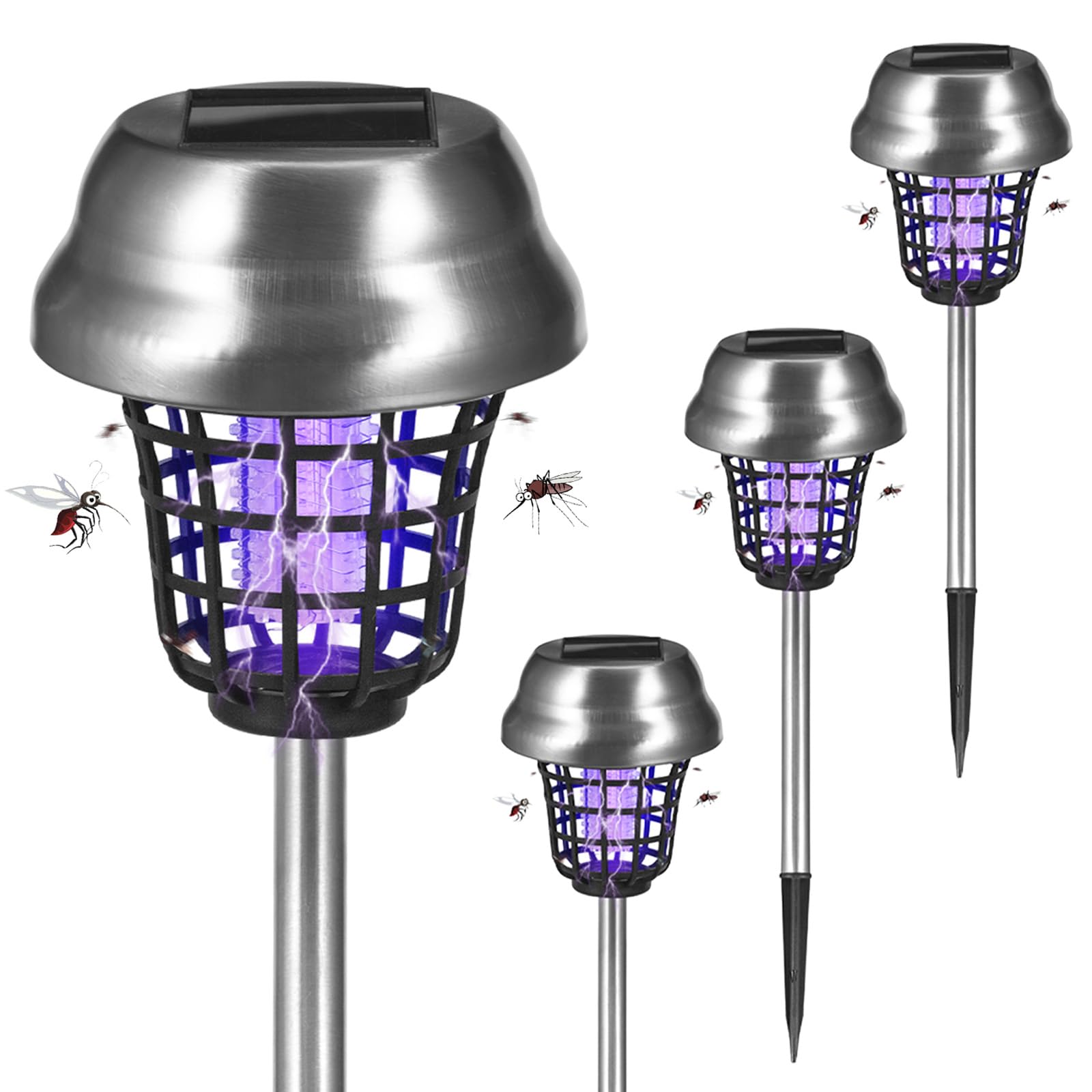 Photo 1 of 4 Packs Bug Zapper Outdoor Solar Mosquito Zapper Outdoor,Mosquito Trap Light Used to Repel Gnat Small Flying Insect,Waterproof Bug Zapper for Outside,Solar Fly Zapper for Yard Garden Farm