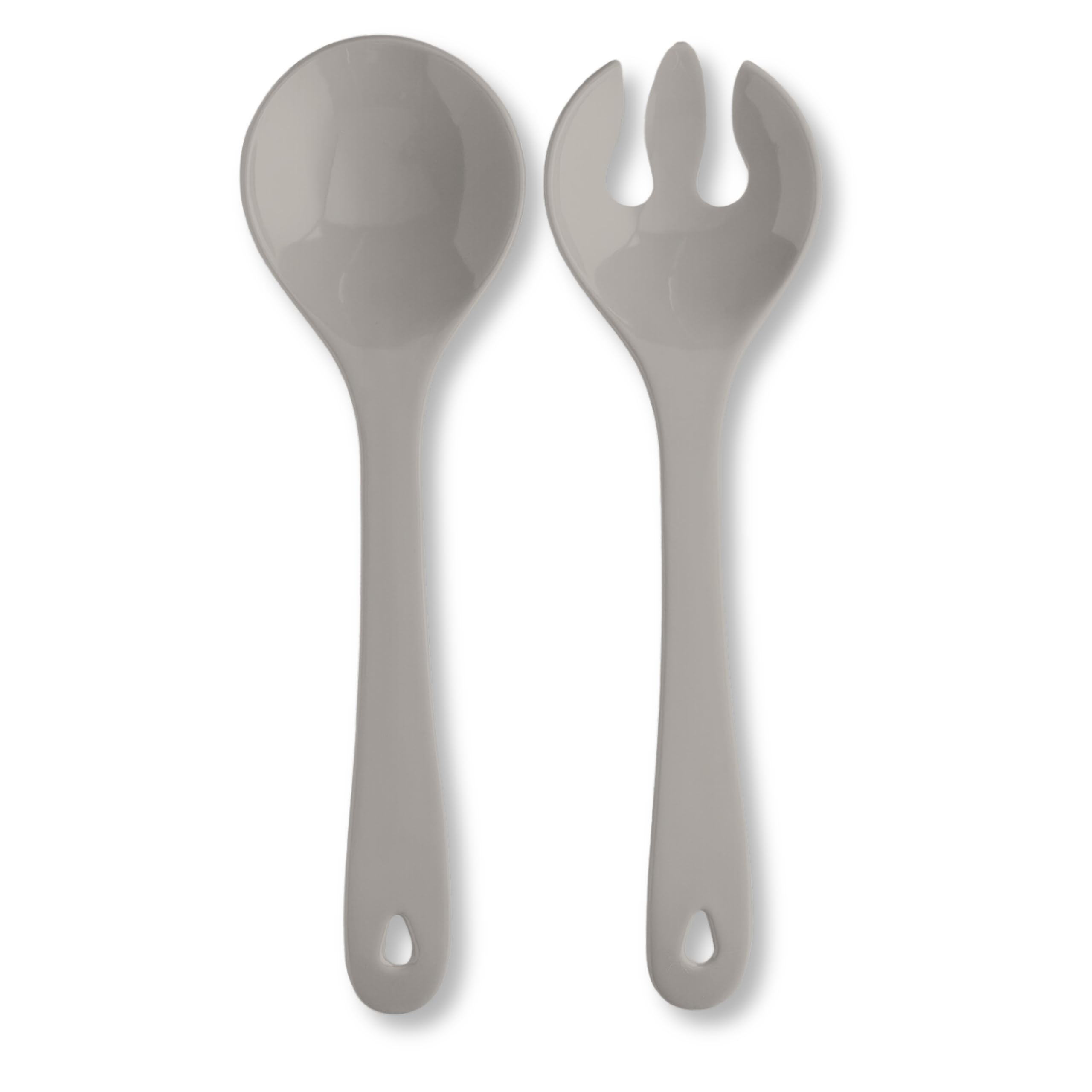 Spoddy Plastic Salad Servers (31 cm Large, Two-Piece, Light Grey)