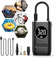 Compressor de Ar Digital Portátil – Calibrador de Pneus Recarregável com Lanterna LED para Carro, Moto e Bike