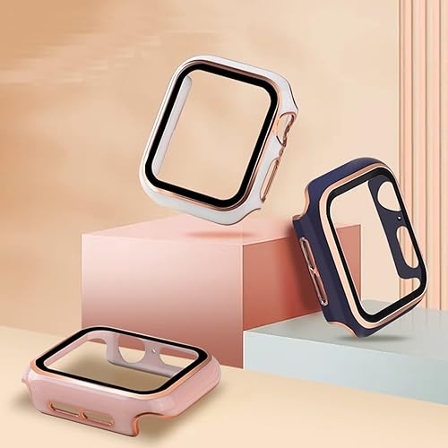Miniatura 8 de ISENXI Funda compatible con Apple Watch de 1.614 pulgadas Series 78, cubierta rígida de policarbonato, protector de pantalla de vidrio templado