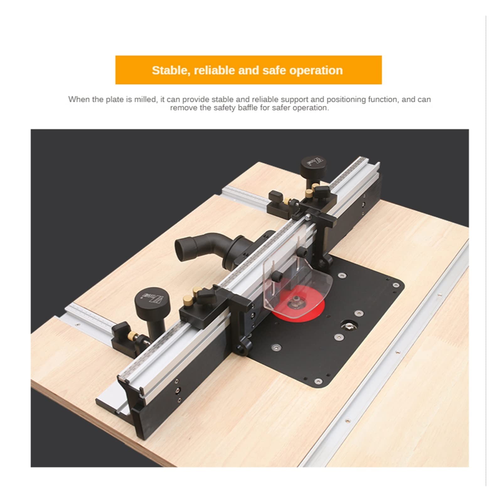 Router System ogrodzeń stołowych 700 mm Profil aluminiowy T-tracks Przesuwne ogrodzenie z osłoną bitów, regulowanym ogranicznikiem i portem przeciwpyłowym,Solidny komponent