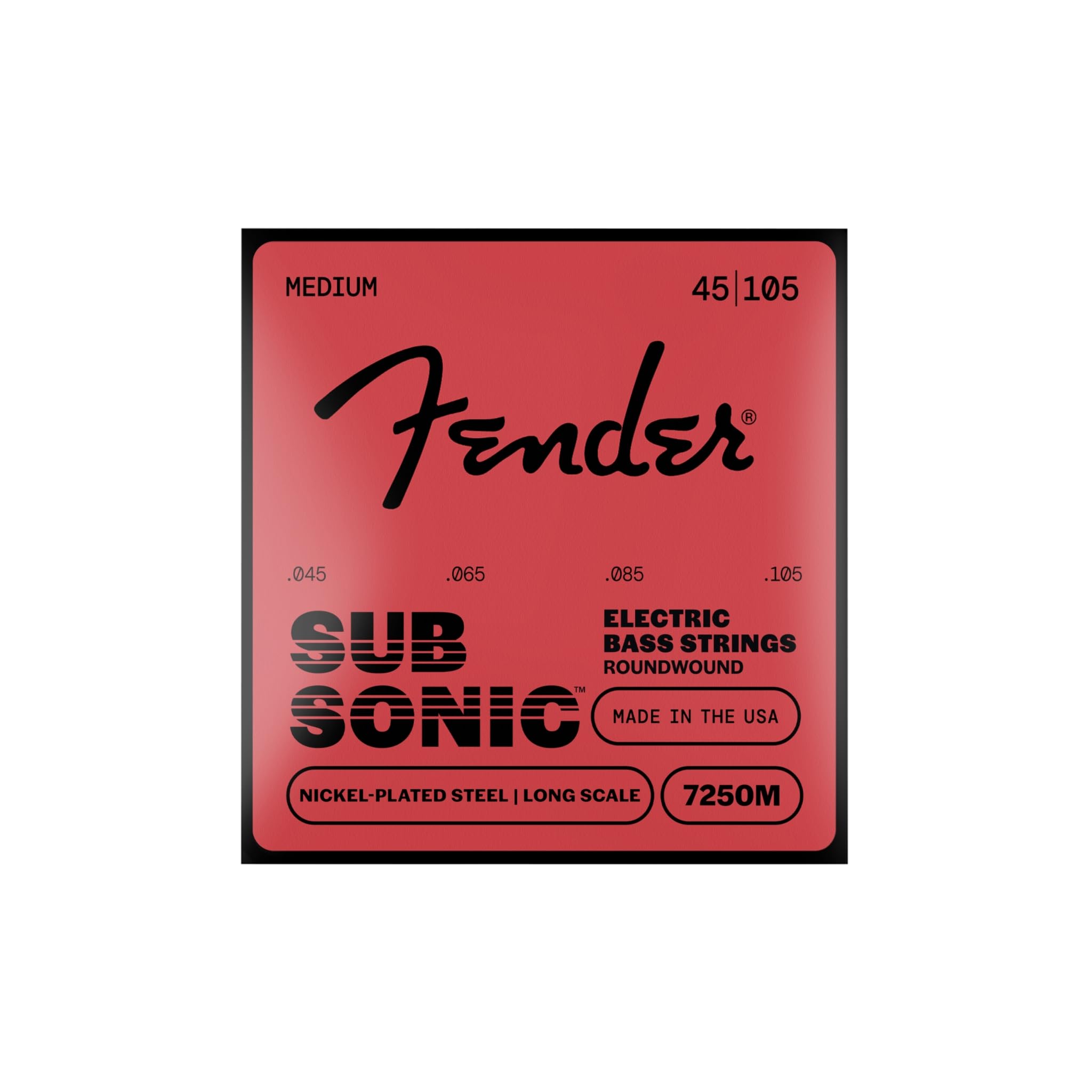Fender Super 7250 String Set For Electric Bass, 045/105 Gauge, Long Scale, Nickel Plated