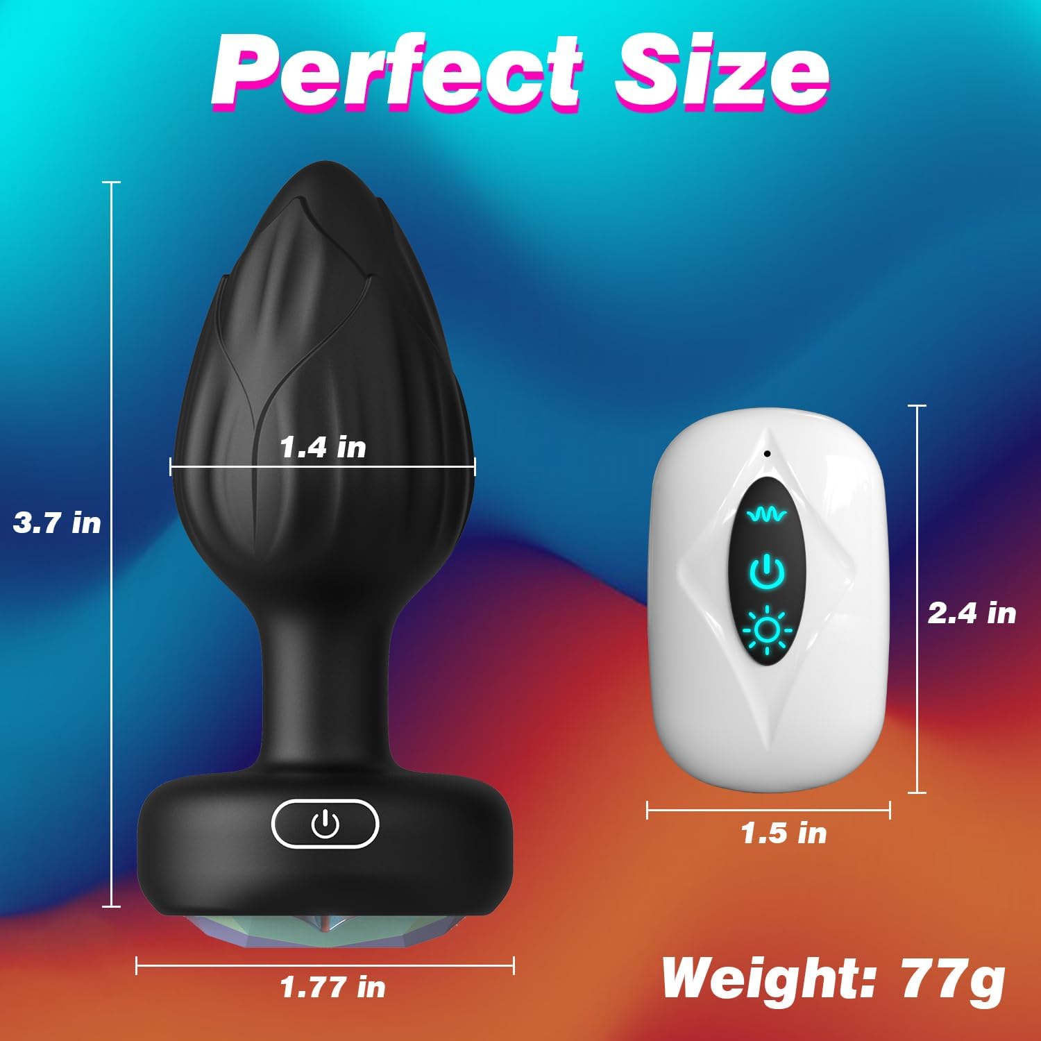 Anal Plug Adult Sex Toys - 10 Modes Vibrating Butt Plug with Crystal Diamond Colours Light Up Base Remote Control Vibrators, Prostate Massager for Men Women, Couples