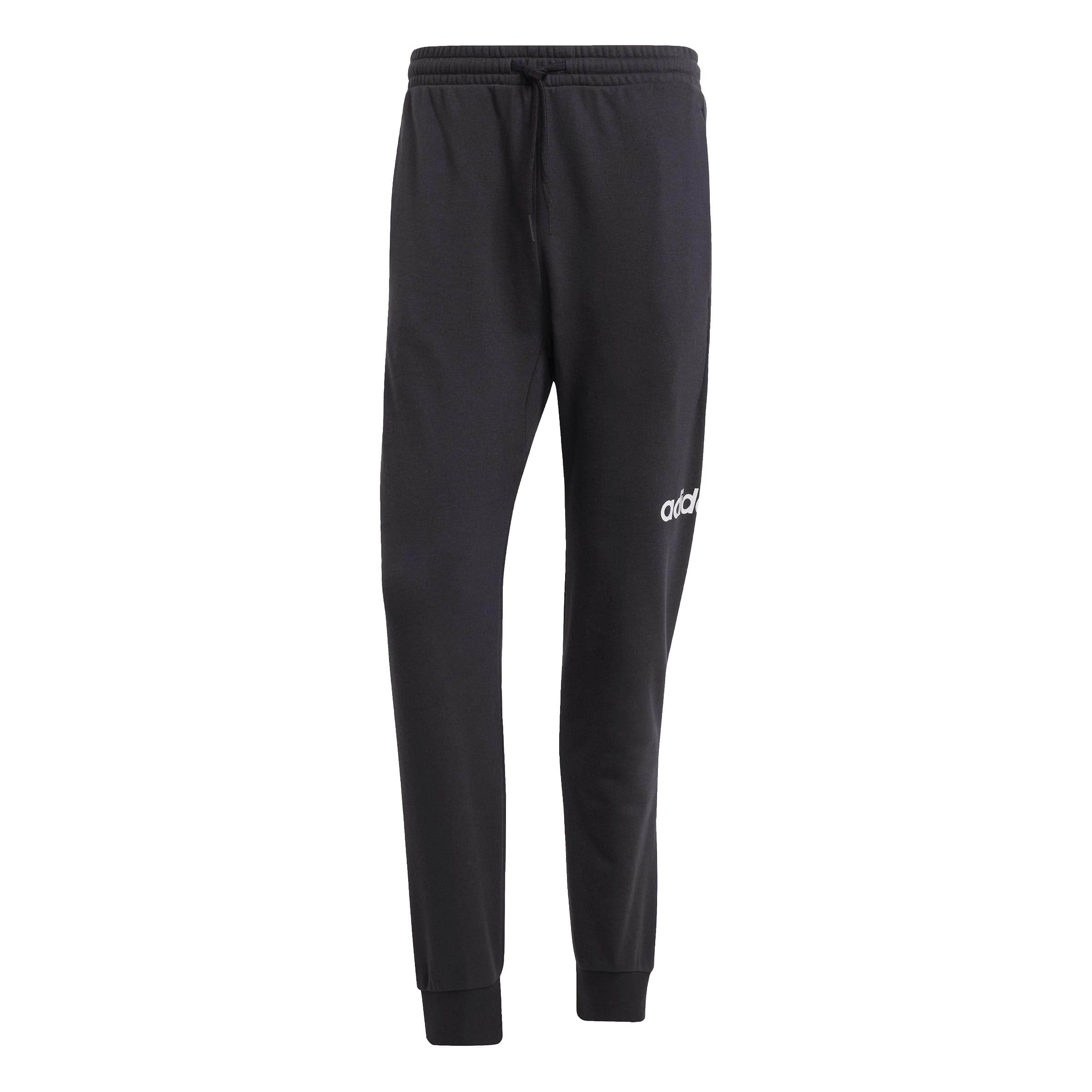 adidas Men's Essentials Linear French Terry Pant, Black/White, M