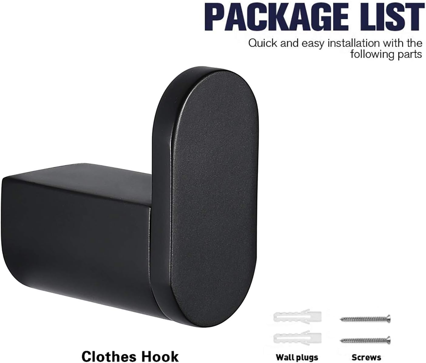 Coat Hooks Wall Mounted Robe Hook Black Towel Hook Brass Heavy Duty Shower Hook for Office, Kitchen, Home, Screw Installation,Single