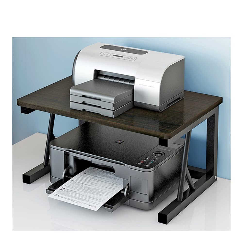 IEOWY Printer stand,Black Desktop Printer Stand with 2-Layer Storage Shelf, Anti-Skid Feet, Cabinet Organizer for Home Office, Printer Holder, Adjustable Height, Space-Saving Solution