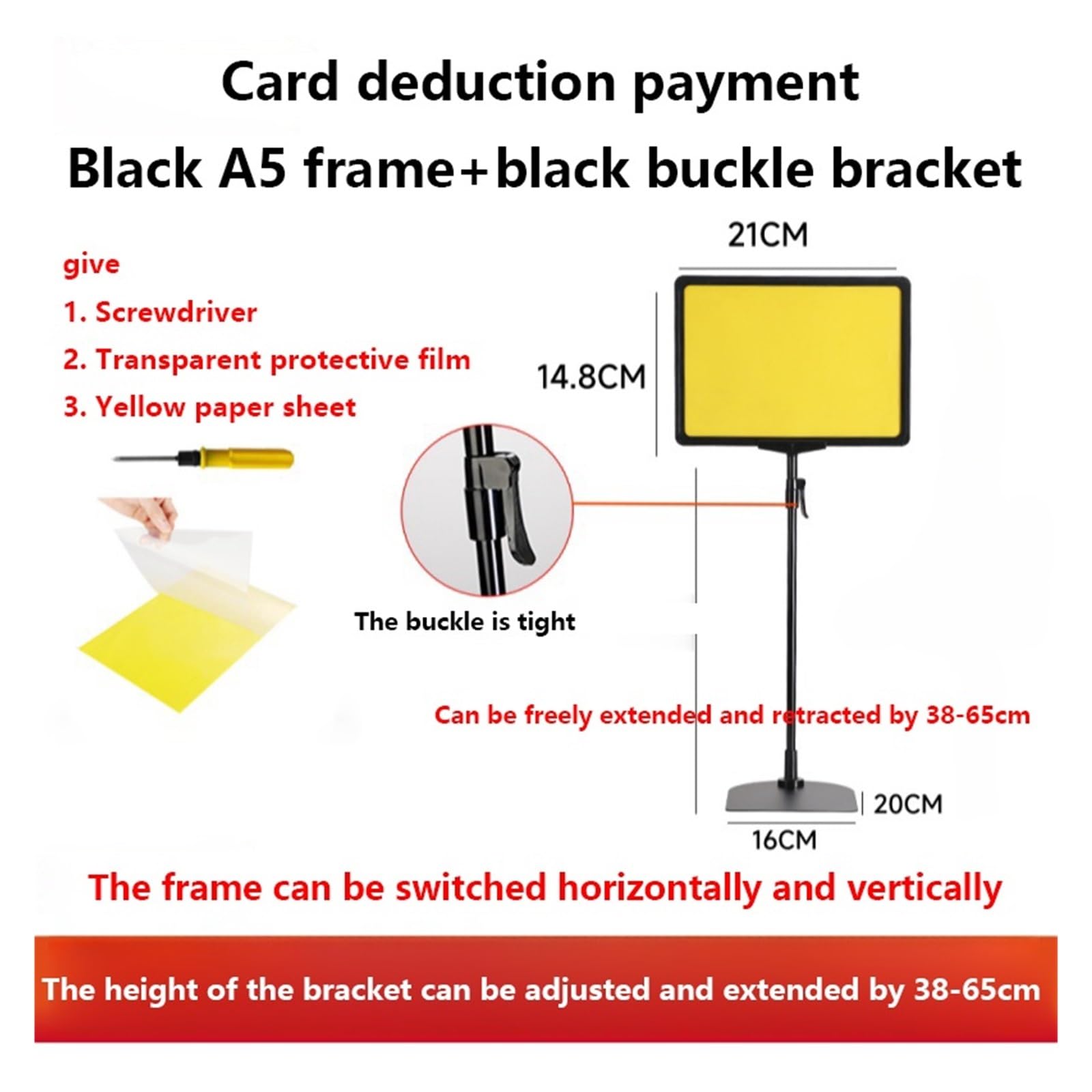 Supporto Per Poster Dpoppia Faccia Espositori da pavimento A4 A5 for poster, cartelli pubblicitari, etichette, espositori for supermercati, for frutta e verdura con morsetto for prezzi(A5 210x148mm)