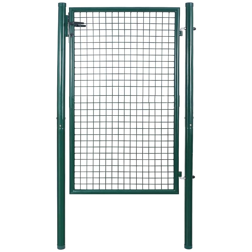 Bakaji Cancello Cancelletto Porta a Rete per Recinzione Giardino Telaio in Acciaio Verniciatura a Polvere Dimensione 106 x 200 cm Chiusura a Chiave 3 Chiavi Incluse Colore Verde