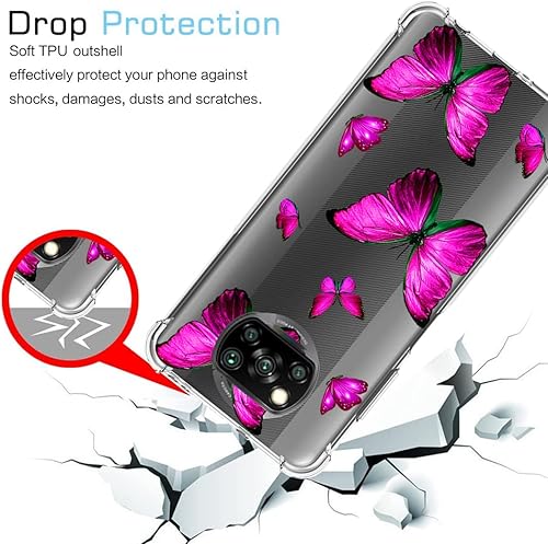 Miniatura 7 de Funda para Poco X3 NFCPoco X3 ProPoco X3 Linda Caso, Transparente Flexible Bumper TPU Suave Caucho Silicona Funda Teléfono Funda para Xiaomi Poco X3