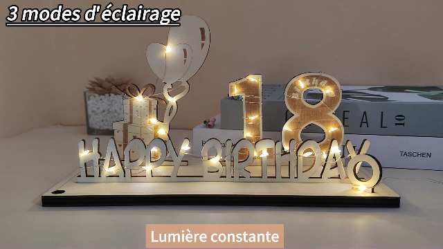 Decoration Anniversaire 18 Ans Fille Carte Anniversaire 18 Ans En Bois Avec LED - Livre D'Or Et Cadeau Argent Cadeau Argent Bois