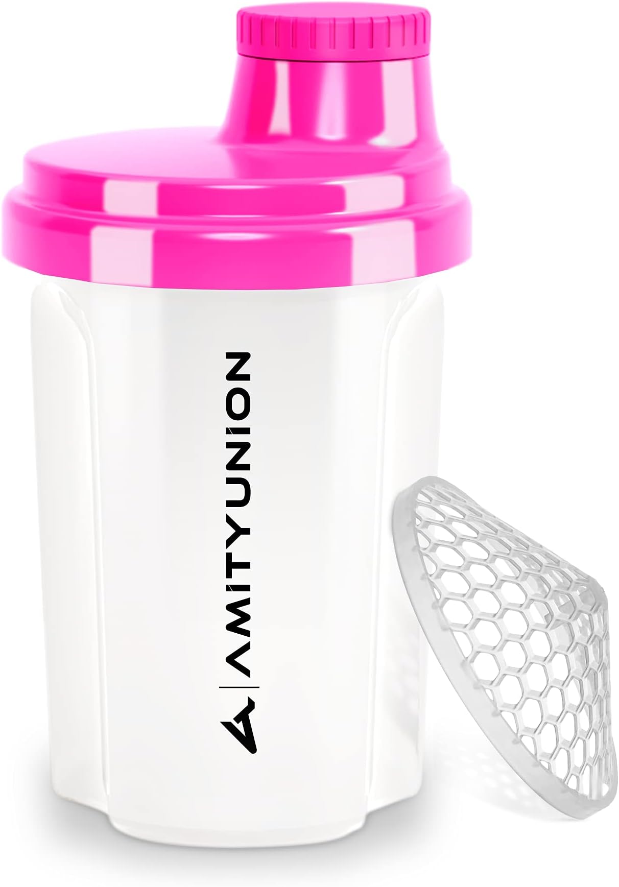 Protein Shaker 300 ml "Heaven" Leak-Proof, BPA with Clickable Strainer & Scale for Creamy Whey Shakes, Gym Fitness Mug for Isolate & Sport Concentrates, Protein Shaker, Original in White Pink
