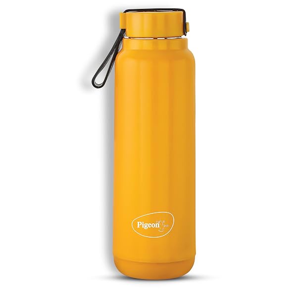 Pigeon Stainless Steel By Stovekraft Radiant Insulated Wide Mouth Bottle 750 Ml Leak Proof (Yellow)