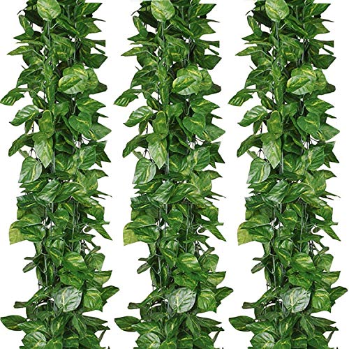 Seenew Künstliche Blättergirlande, 51m künstliche Efeu-Girlande, Dekoration für den Innen- und Außenbereich (Scindapsus Blätter)
