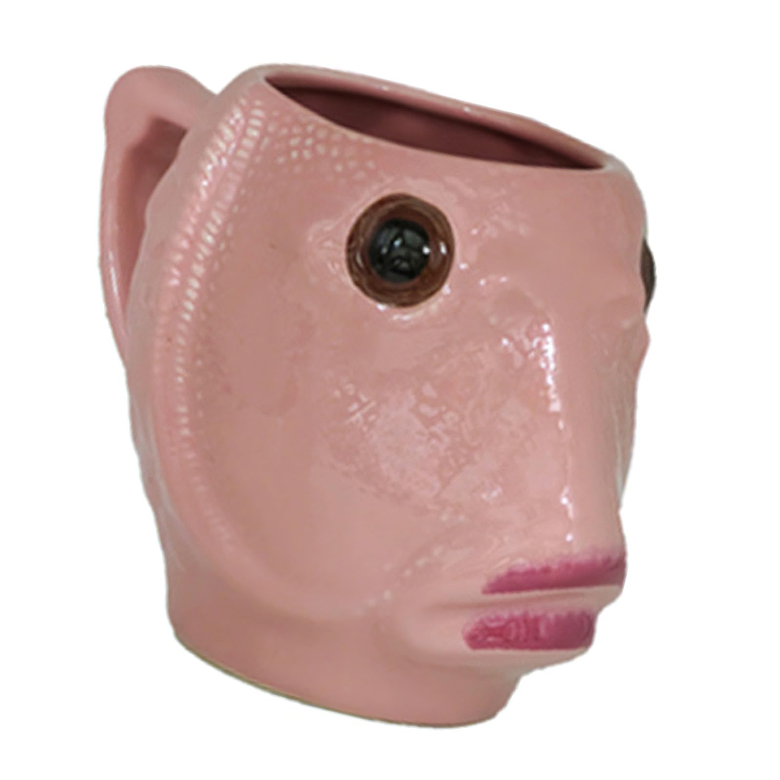 Qisuw Head Shape Ceramic Mug 450ml Large Capacity Ceramic Construction Nonslip Base for Safe and Humorous Drinking Funny Head Fish Mug