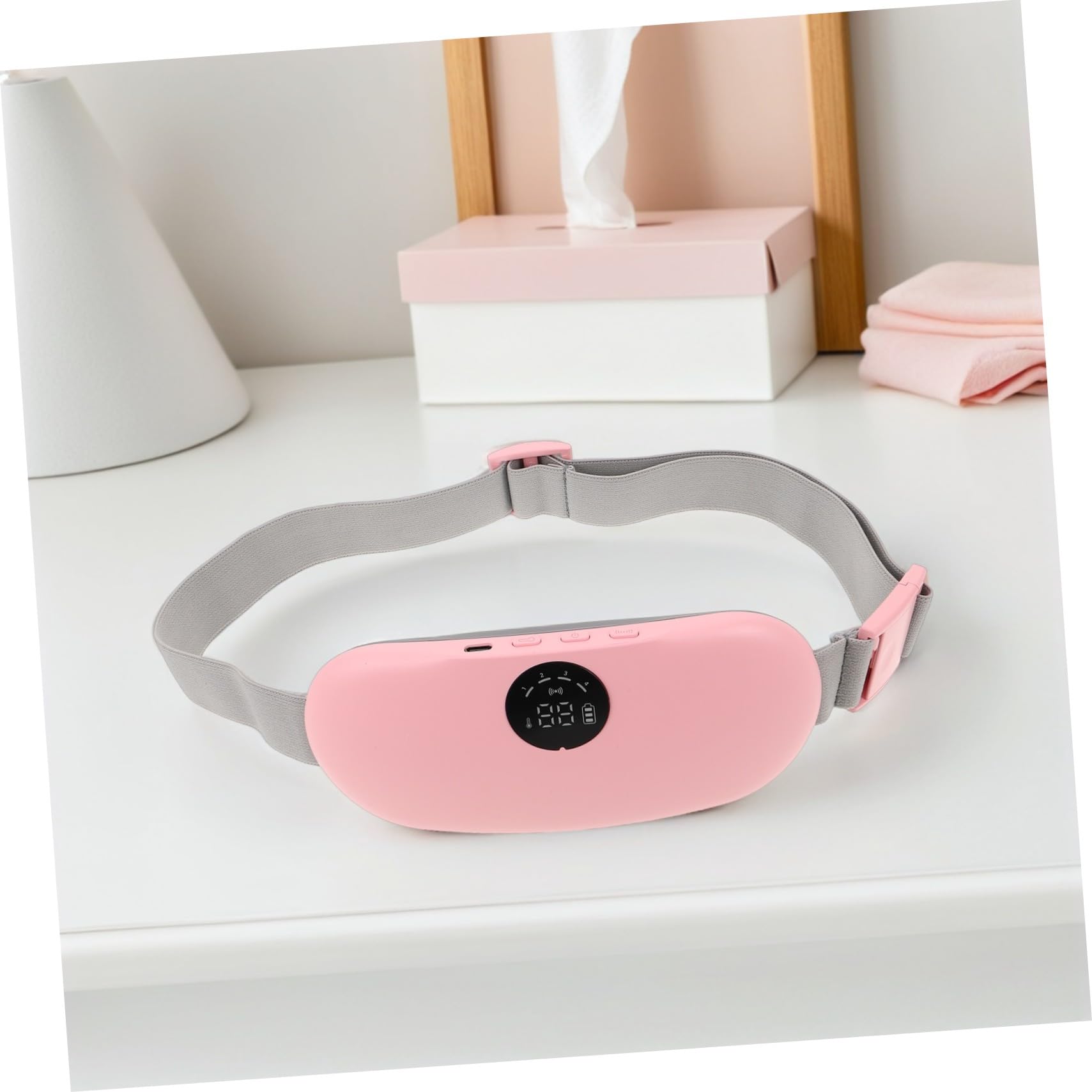 Cinturón Térmico Abdominal para Fiebre Menstrual con Calefacción Rápida y Vibración, Diseño Ligero y Portátil Adecuado para Trabajo y Viajes