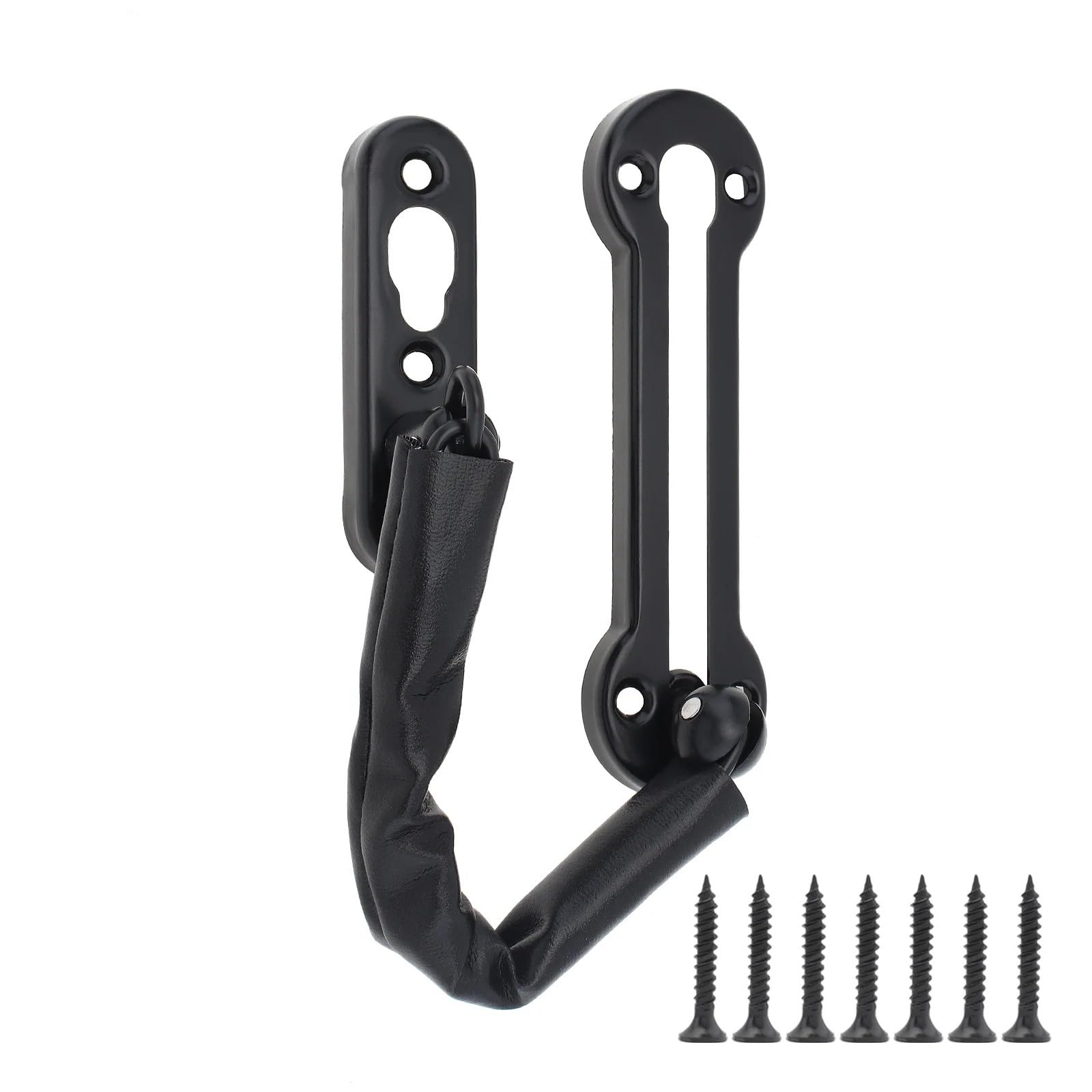 Cerradura de cadena puerta acero inoxidable, cerradura fundición, pestillo protector seguridad, herrajes for interior Adecuado para el dormitorio(Black)