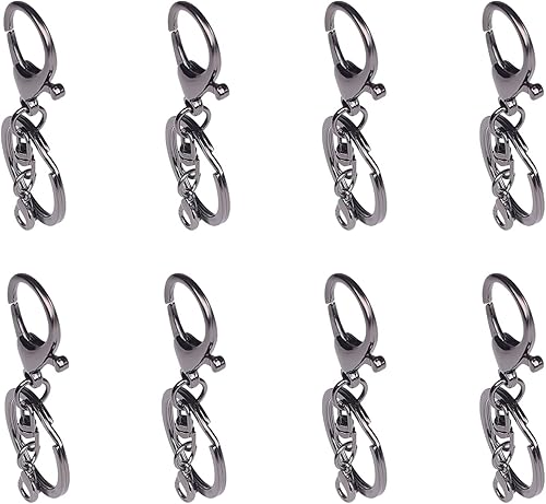 Miniatura 7 de 20 juegos de ganchos de pinza de langosta con anillo de llavero dividido plano con clip de gatillo giratorio con cierre de langosta pequeño para