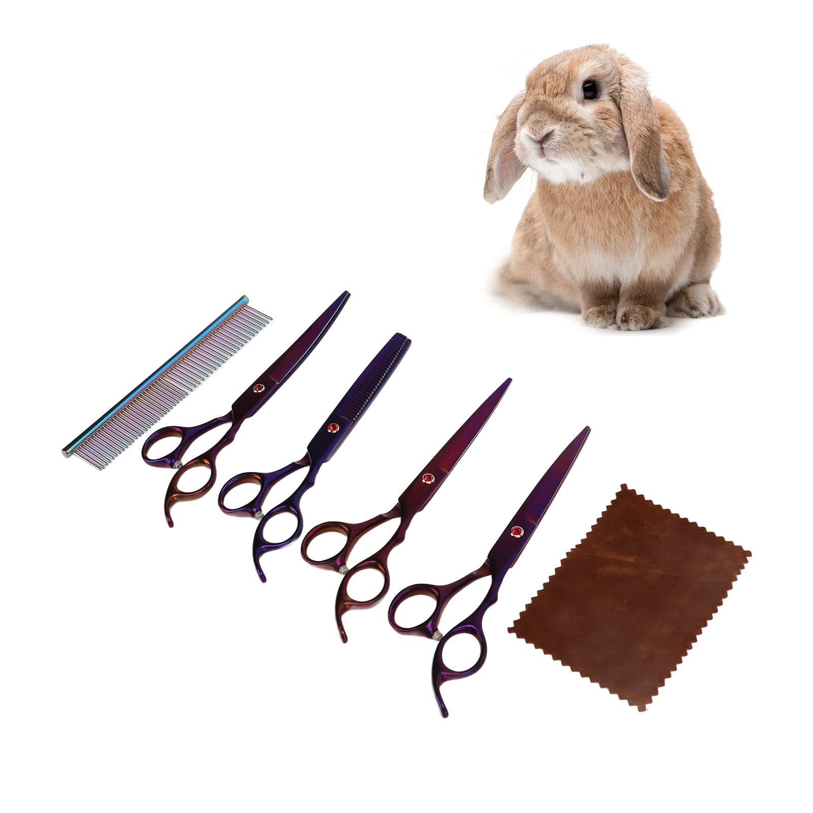 SUNGOOYUE Ciseaux et Peigne de Toilettage pour Animaux de Compagnie