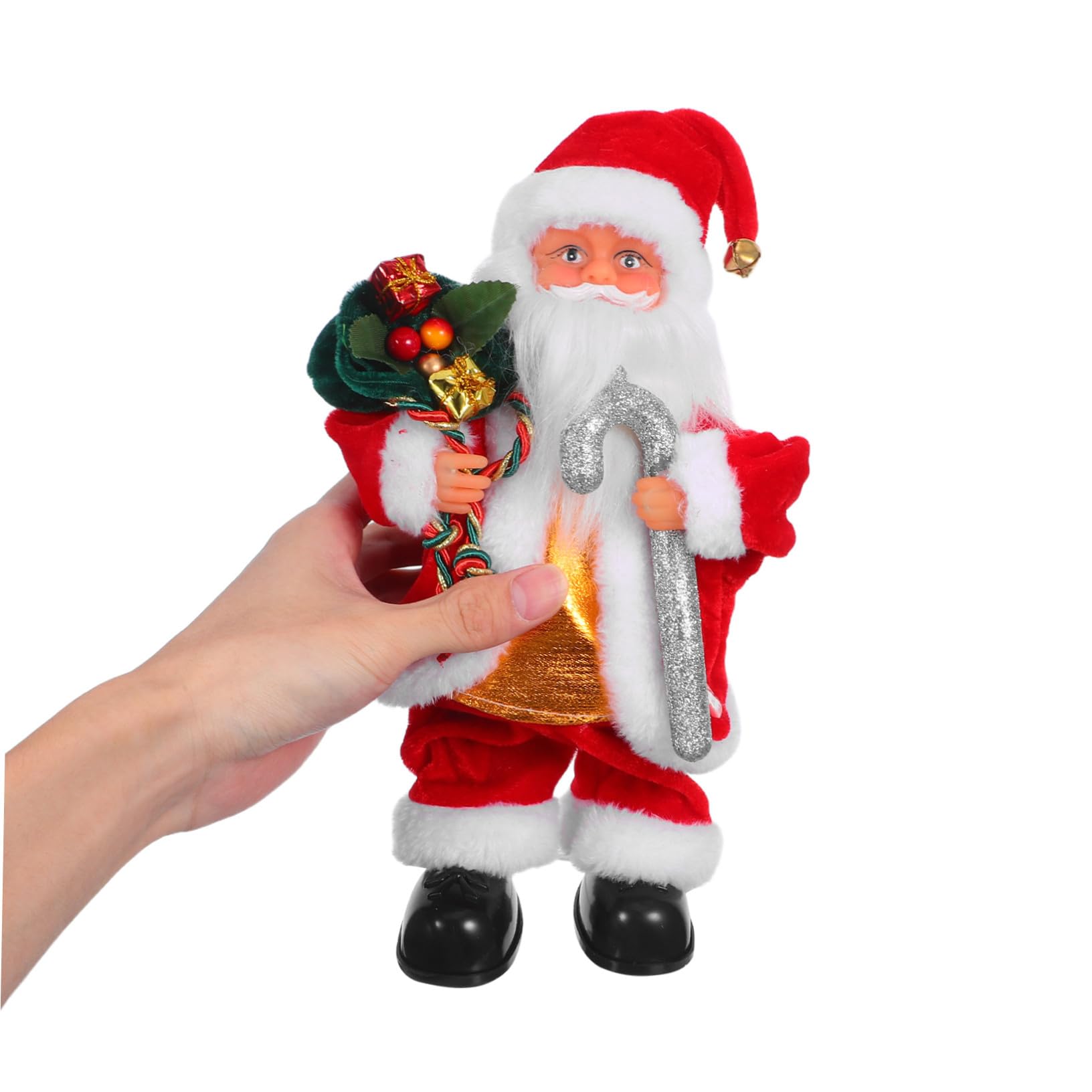 Hohopeti Bambola di Babbo Natale Elettrica Decorativa Giocattolo Musicale per Feste Natalizie Aggiunta Divertente per Caminetti e Scrivanie