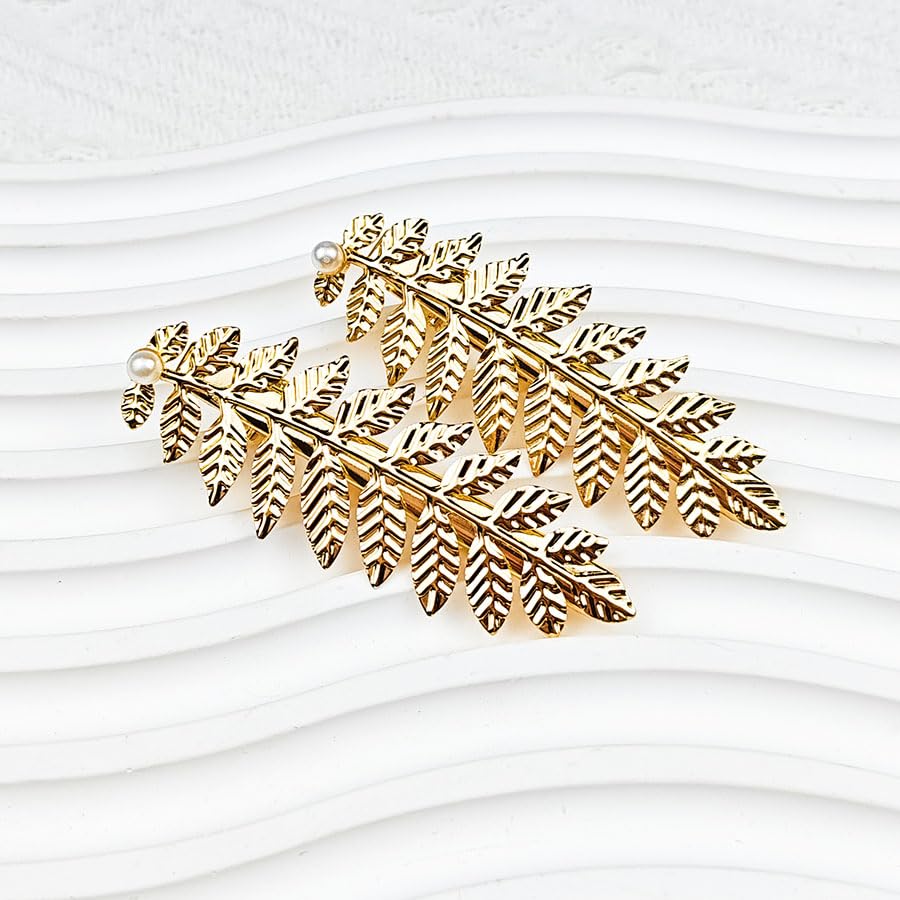 Pinzas para cabello con hojas doradas pack 2 miniatura 5