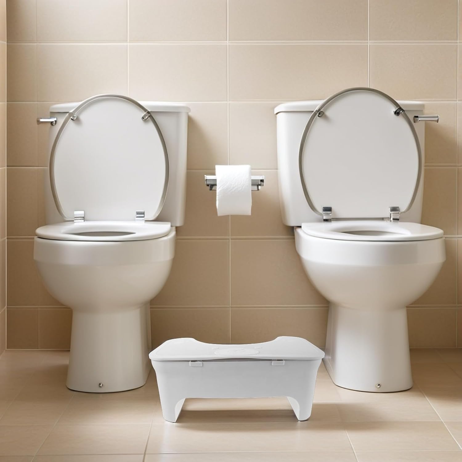 Toilet Aid Stool with Storage Compartment, Plastic Step Stool