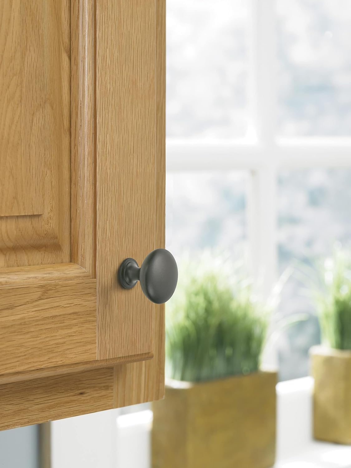 Amerock | Cabinet Knob | Matte Black | 1-1/4 inch (32 mm) Diameter | Edona | Drawer Knob | Cabinet Hardware (Pack of 25)