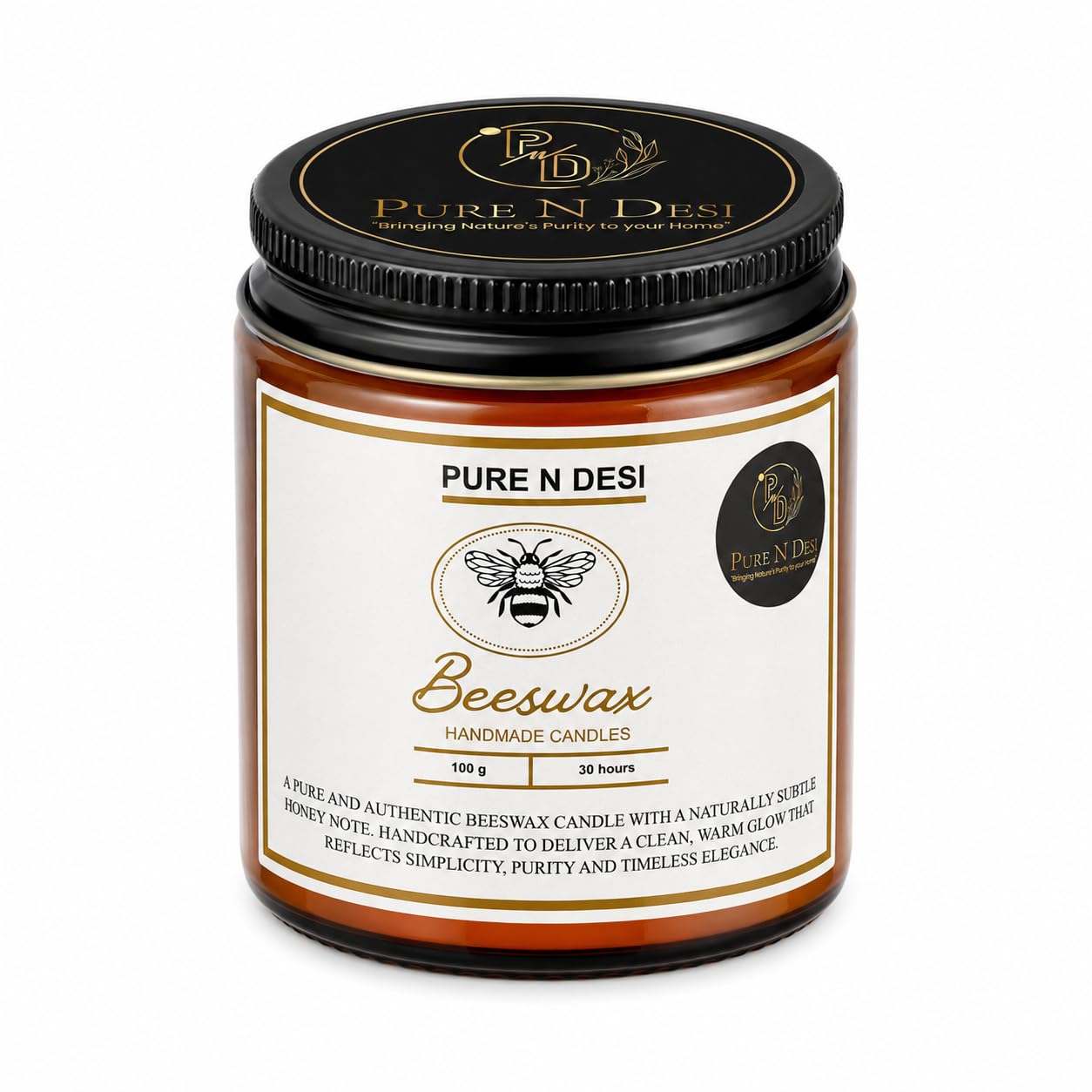 Natural Beeswax Jar Candle 100g | Up to 30 Hours Burn Time | Smokeless Beeswax Candle with Cotton Wick | Aromatherapy Candle for Home Décor, Meditation, Relaxation-image-32