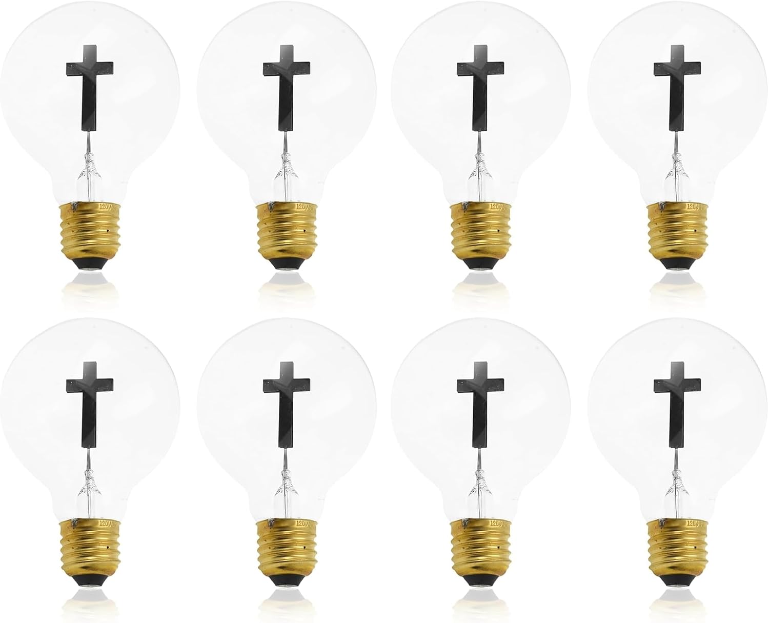 Mandala Crafts 3W Cross Light Bulbs with Crucifix Design (8 Pack) – Catholic & Orthodox Christian Decorative Light Bulb, Religious Accent Lamp, Clear Glass, E26 Base, Church & Home Altar Décor