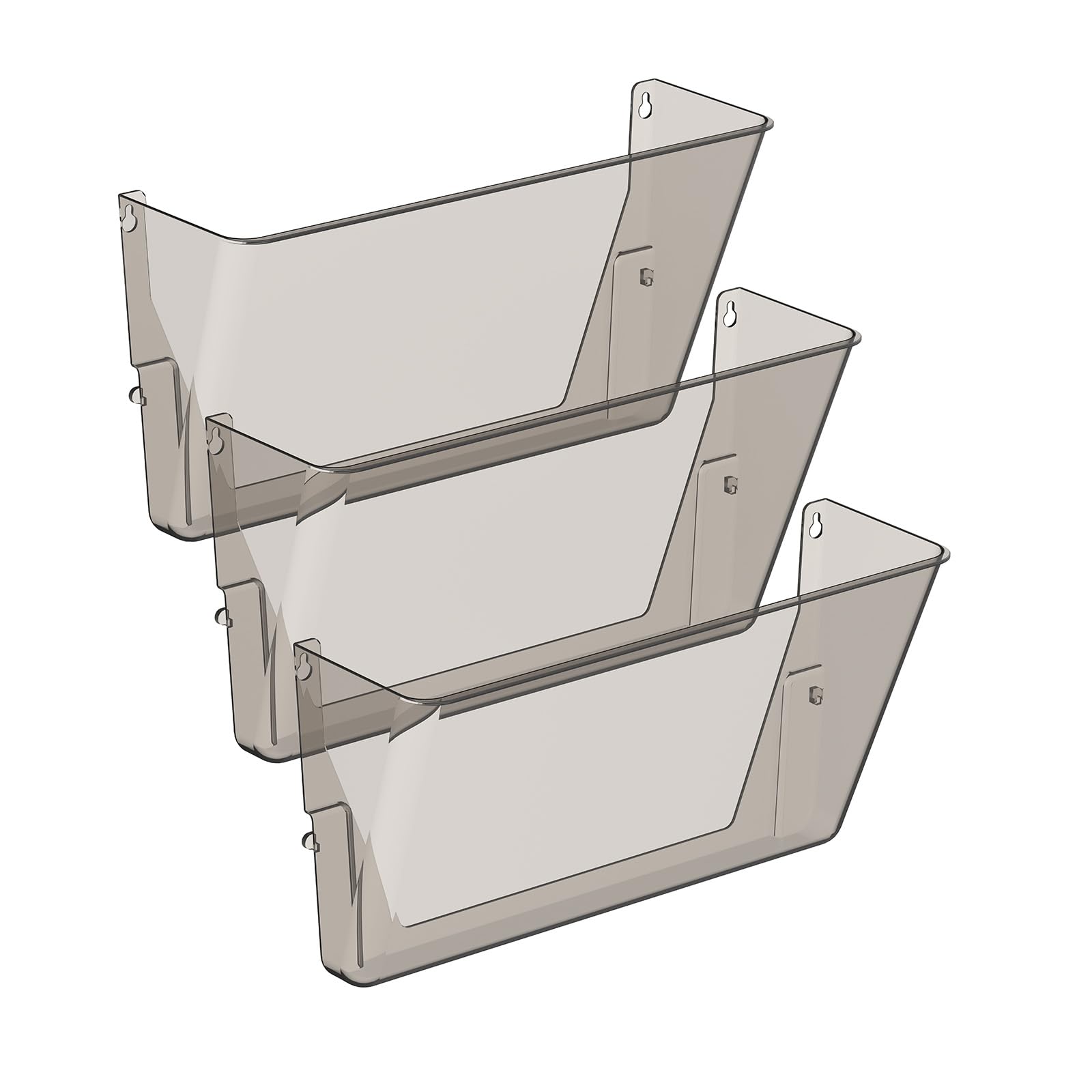 Gawerk Clear Acrylic Single Pocket, Plastic Hanging Wall Mount File Holder for Office Home (Gray, 3 Pack)