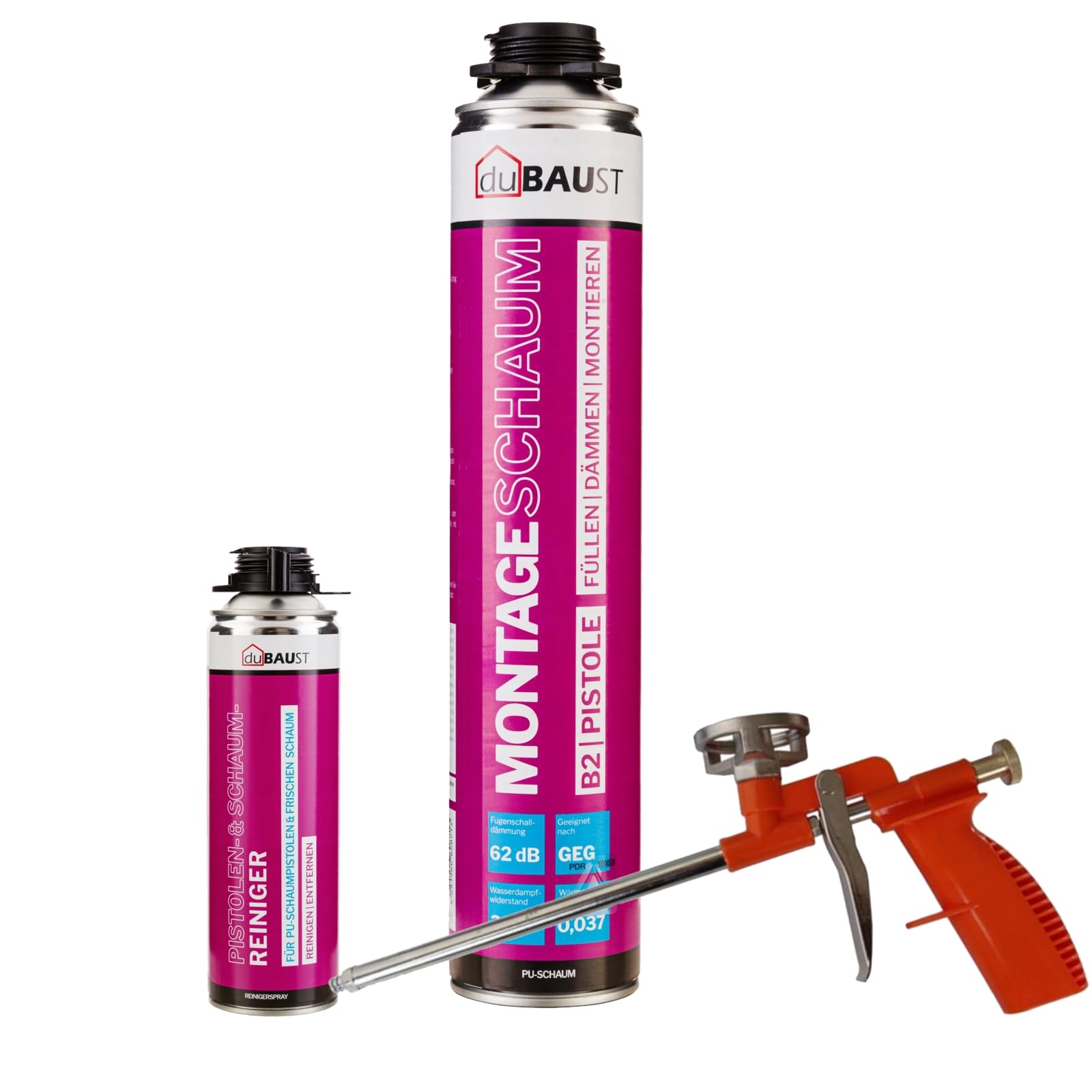 MSP24 Bauschaum Montageschaum Pistolenschaum 750ml Zestawy kombinowane PU Dämmschaum Wysoka izolacja akustyczna Izolacja termiczna B2 (z środkiem czyszczącym PRS24 500ml + pistolet do piany